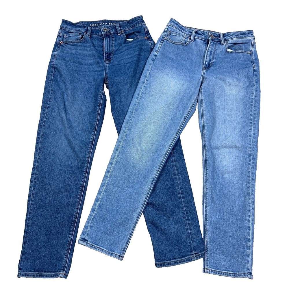 American Eagle Mom Jeans Women Size 4 High Rise Faded Blue Lot of 2 Bundle